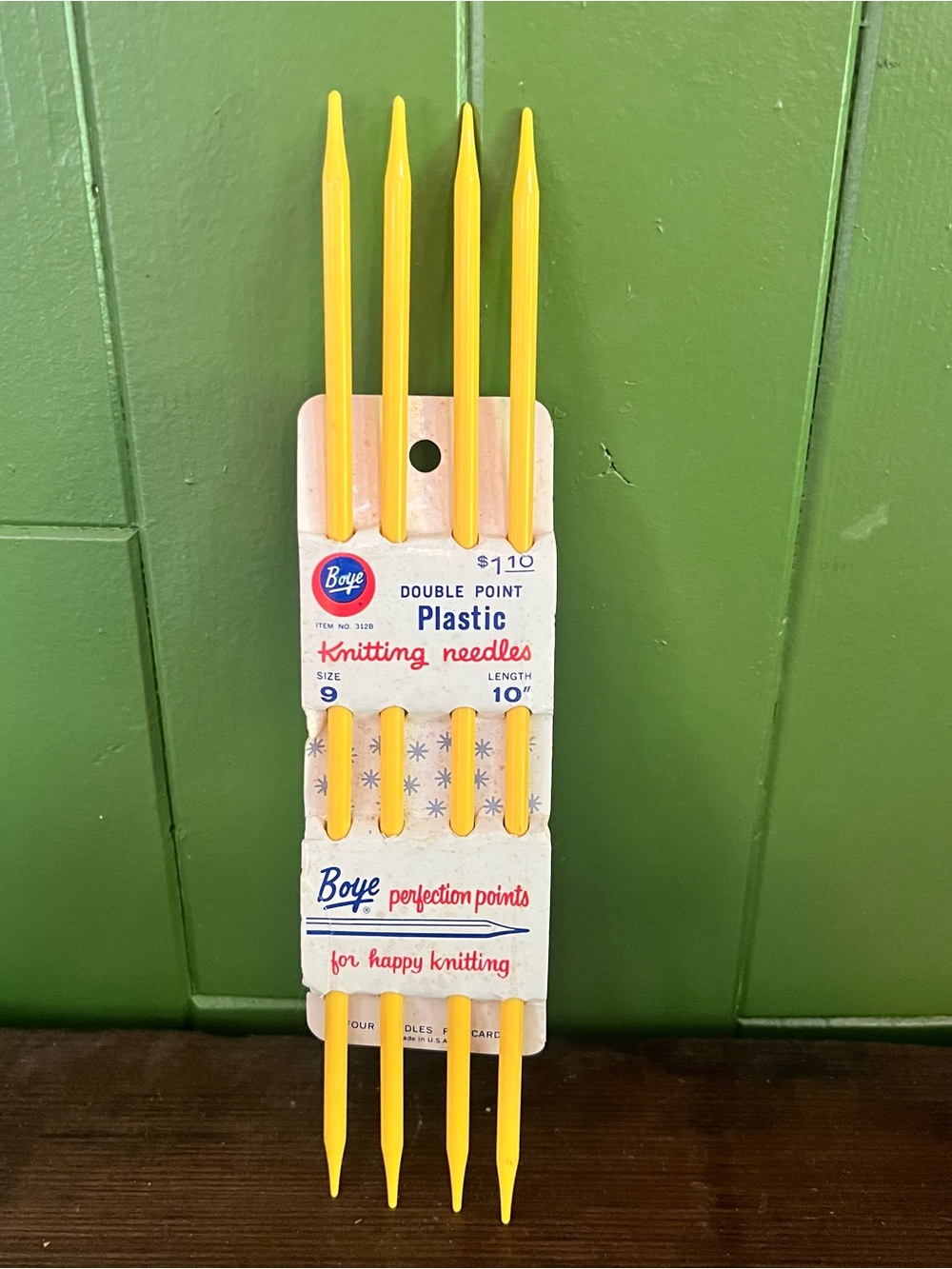 Vintage Boye Plastic Knitting Needles Double Point 10" Size 9 Chicago USA 1970s